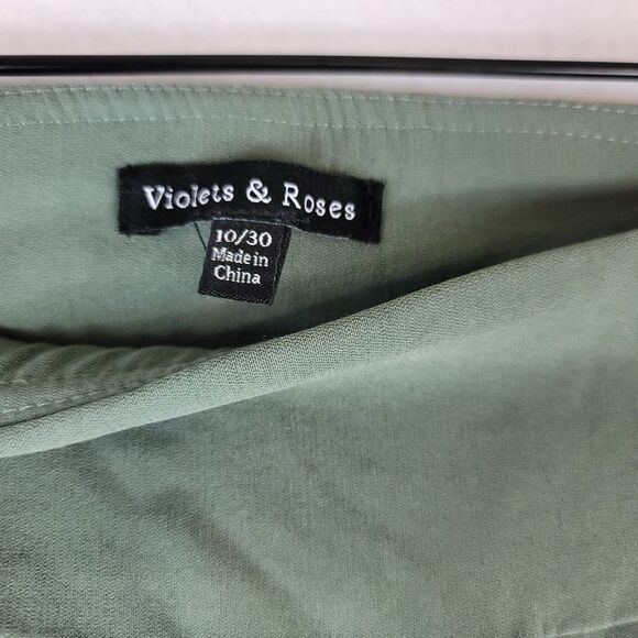 Violets & Roses Olive Women’s 10/30Snap Stretch Mid Rise Slim Straight Pants - Picture 4 of 5